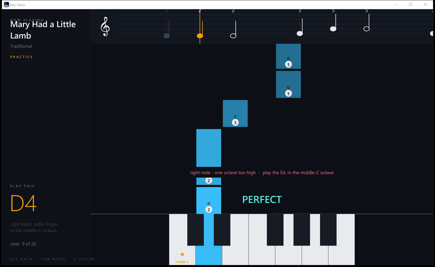 Key Hero practice mode